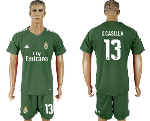 Real Madrid #13 K.Casilla Green Goalkeeper Soccer Club Jersey